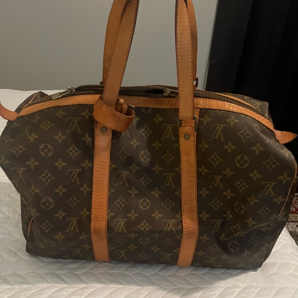 LOUIS VUITTON Vintage Monogram Keepall 45 w/ Vachetta Leather Tag & Poignet Set - Picture 2 of 11